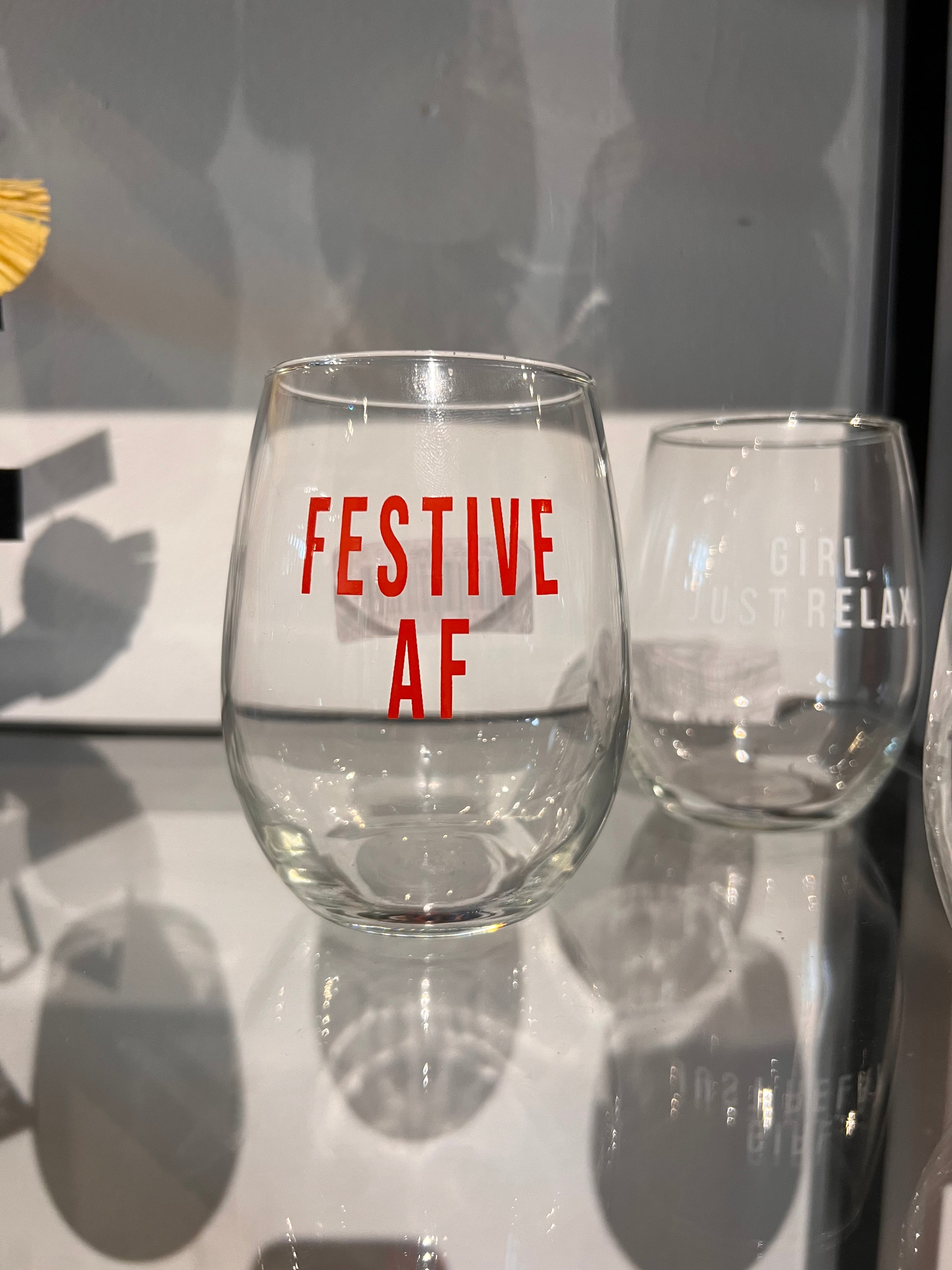 Festive AF wine glass