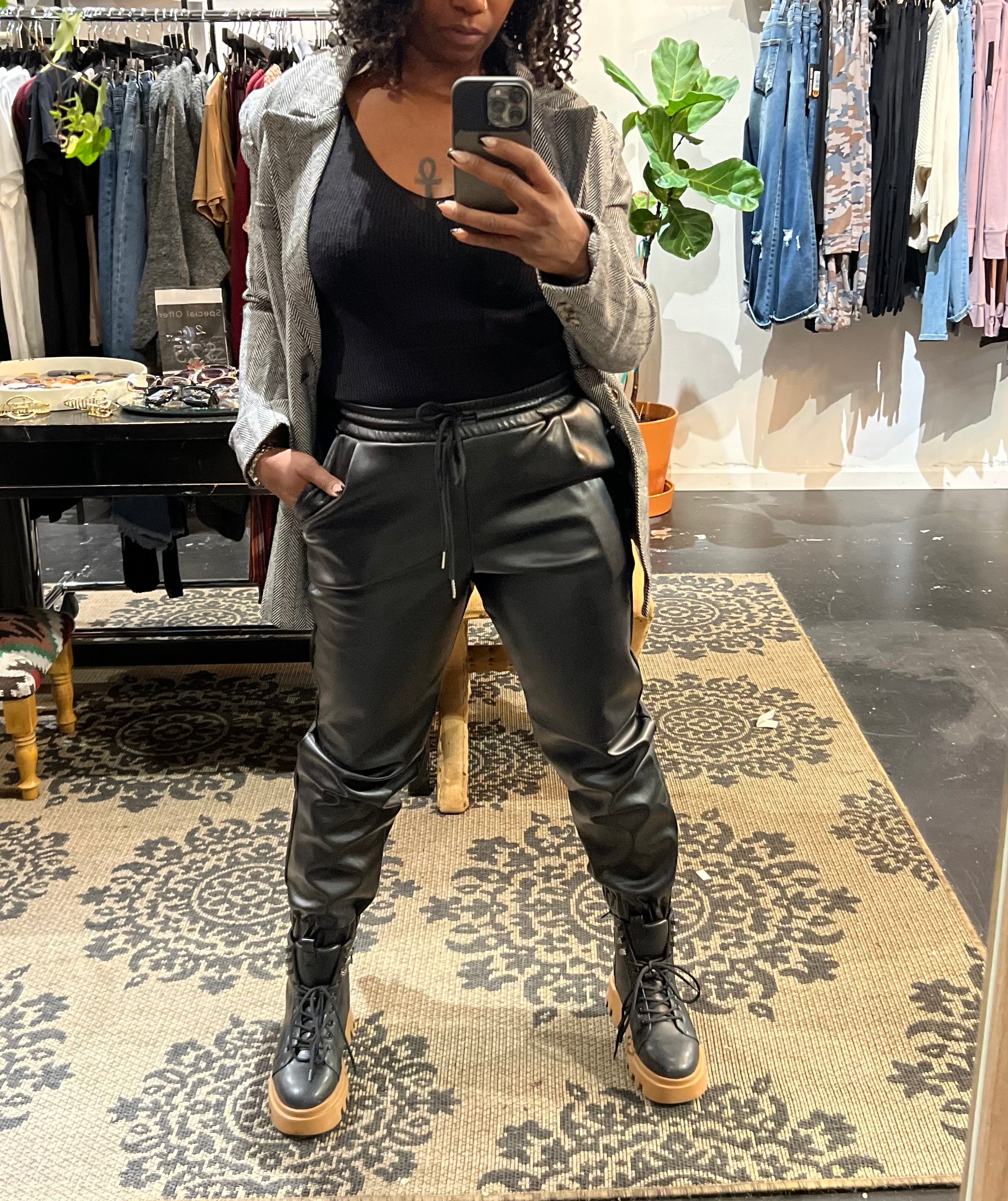 Faux leather Joggers